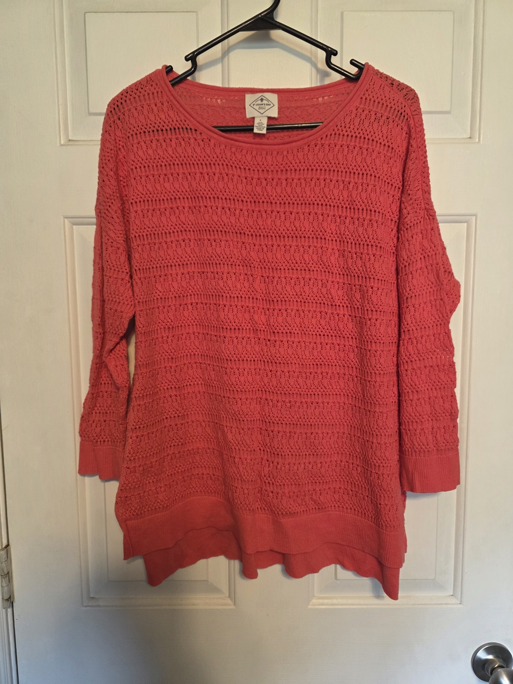 St. John's Bay Coral Open-Knit Scoop Neck Sweater